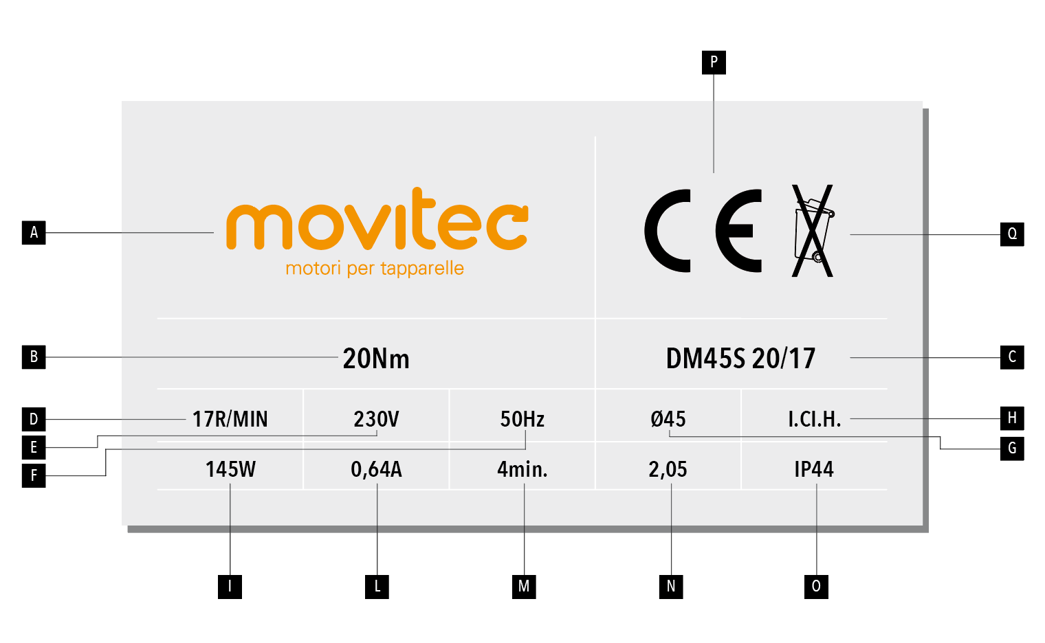 étiquette moteur movitec